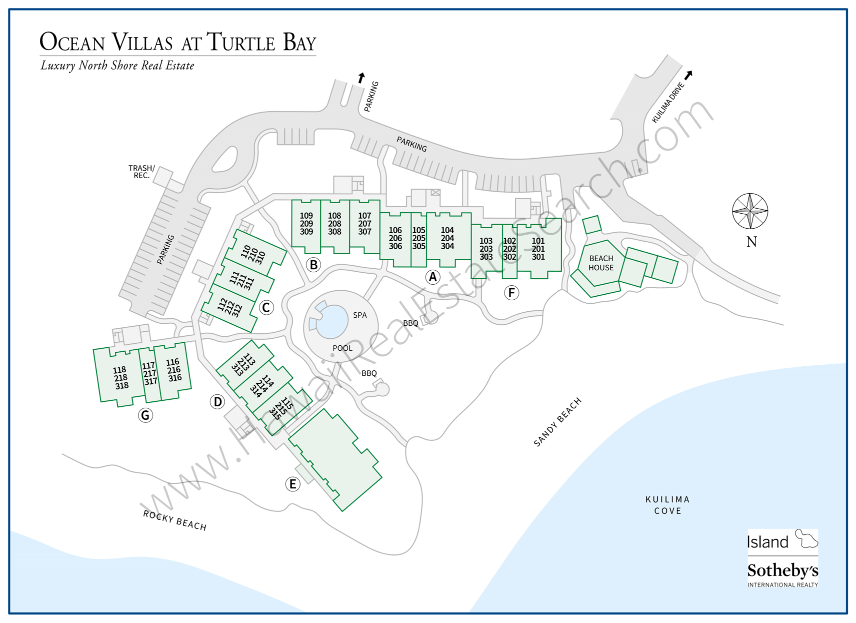 ocean villas at turtle bay property map
